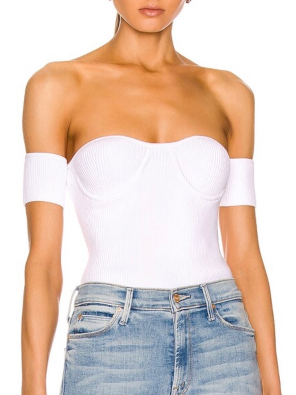 Helmut Lang Contour Off Shoulder Top White S NWT